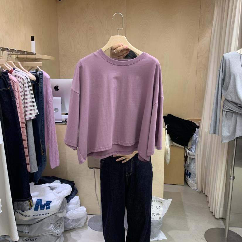 PLEASURE東大門㊣直郵女士新品熱賣真品職業休閑長袖T恤短款PLEASURE長袖T恤