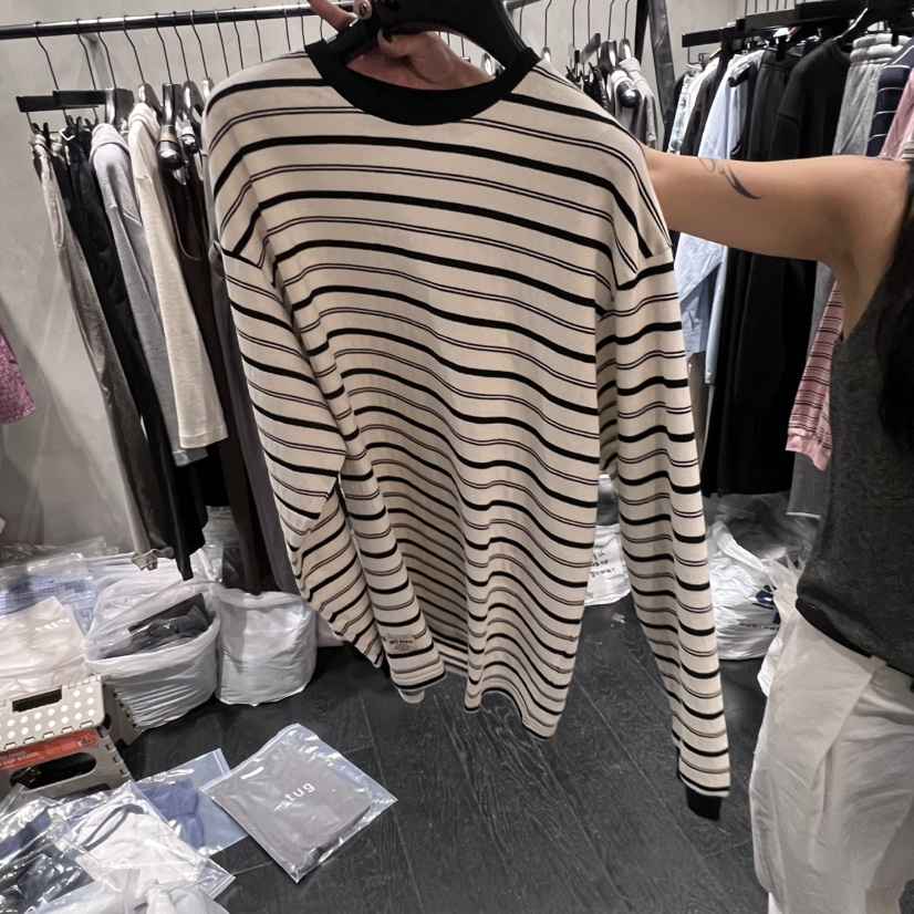 TUG東大門㊣代購女裝新品職業人氣休閑25秋冬熱賣長袖T恤條紋TUG長袖T恤