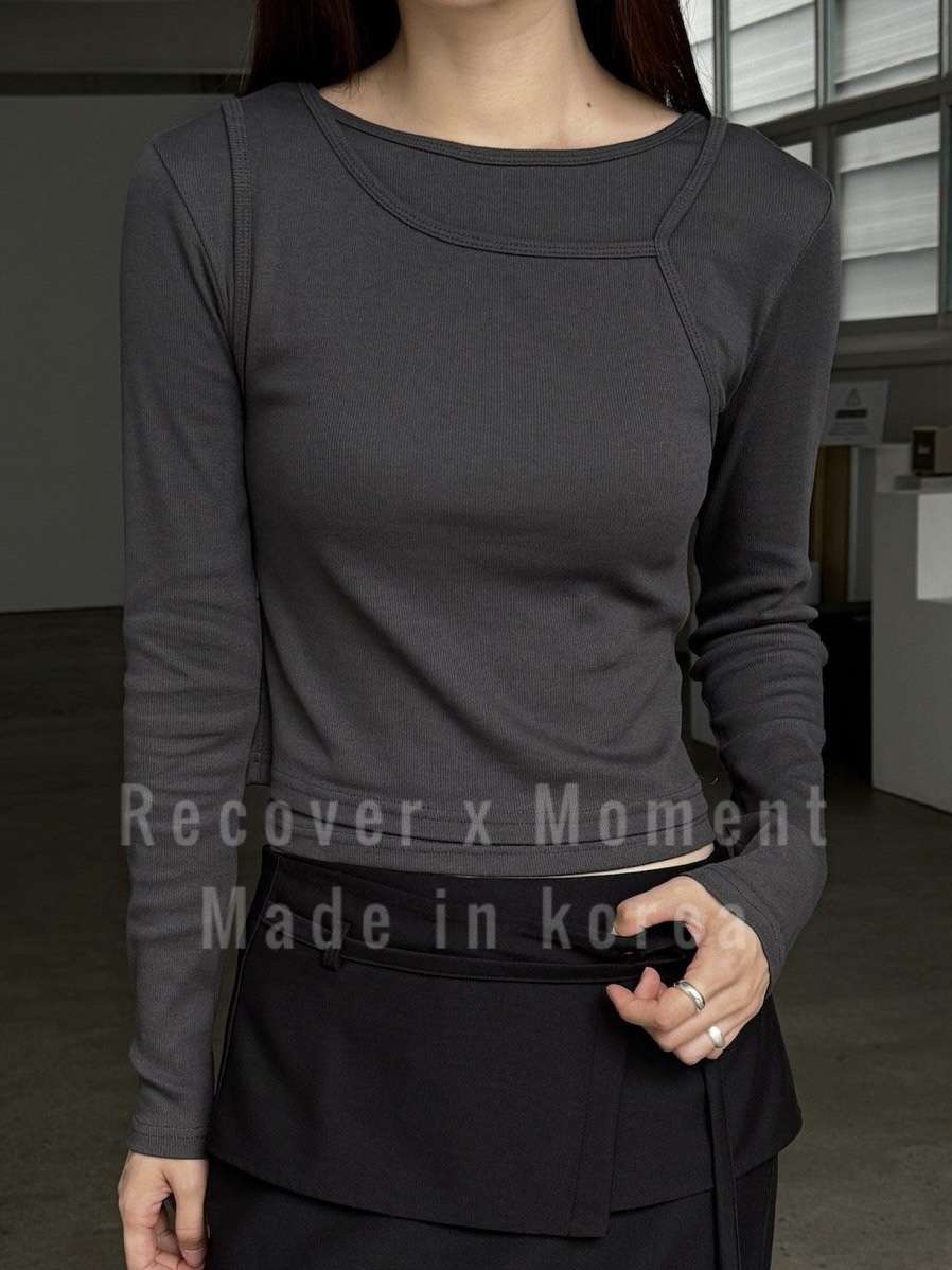 MOMENT韓國代購㊣女裝新款休閑職業真品熱賣人氣時尚長袖T恤MOMENT/RECOVER長袖T恤