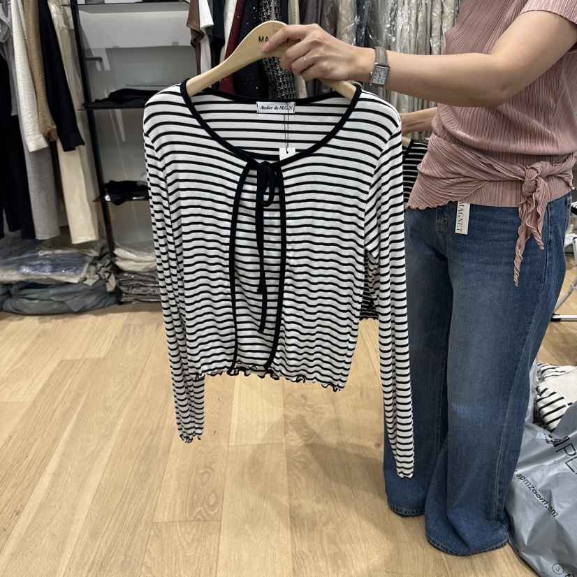 M.G.N韓國直郵㊣女士新品真品職業休閑人氣長袖T恤套裝條紋MAGNET長袖T恤