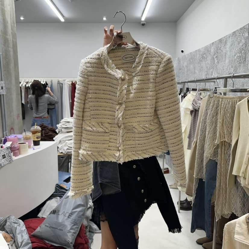 BADCALM韓國代購㊣女士新品休閑25秋冬推薦時尚人氣夾克花呢BADCALM夾克