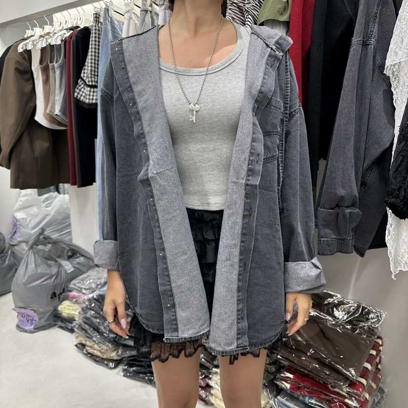 BADCALM東大門㊣實拍女裝新品人氣25秋冬推薦職業夾克寬松牛仔BADCALM夾克