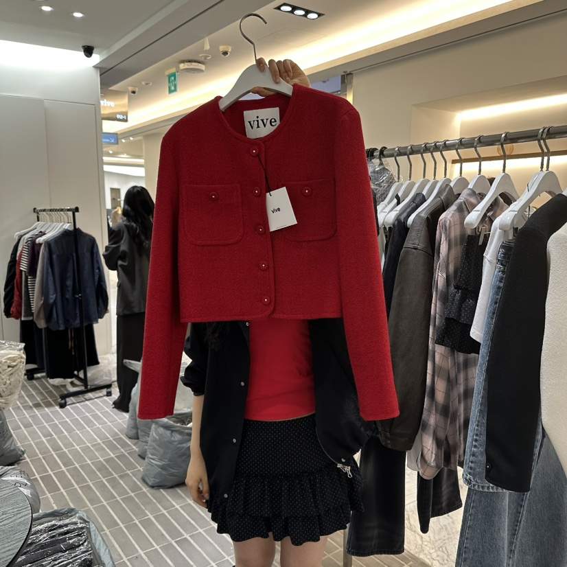 VIVE東大門㊣代購女裝新品人氣25秋冬職業時尚休閑夾克花呢VIVE夾克