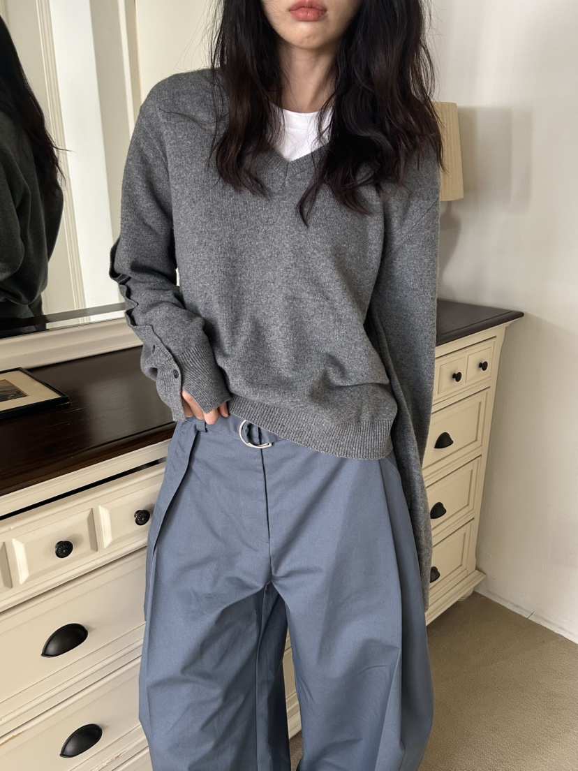ME MO韓國直郵㊣女裝新款推薦時尚職業25秋冬人氣針織衫紐扣ME MO針織衫
