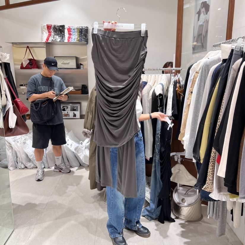 TEMPTING韓國直郵㊣女士新品熱賣25秋冬時尚裙褲緊身褲褶皺TEMPTING裙褲