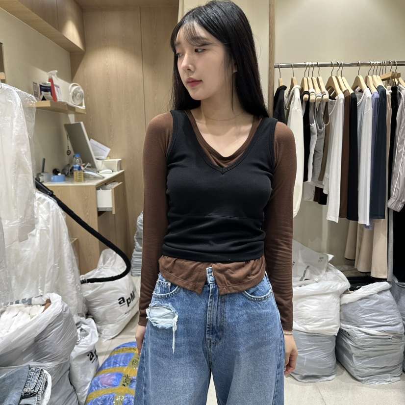 VINTAGE VIBE韓國直郵㊣女士新款25秋冬休閑長袖T恤不含吊帶VINTAGE VIBE長袖T恤
