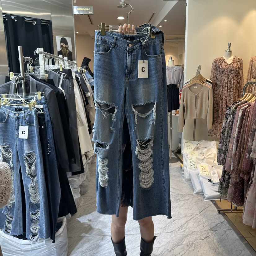 CHEAP-CHIC東大門㊣代購女裝新款25秋冬真品推薦休閑牛仔褲CHEAP-CHIC/CHARLES THE SECOND牛仔褲
