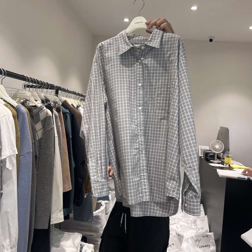 GABRIELLE韓國直郵㊣女裝新品休閑熱賣25秋冬襯衫蕾絲衫格紋GABRIELLE襯衫/蕾絲衫