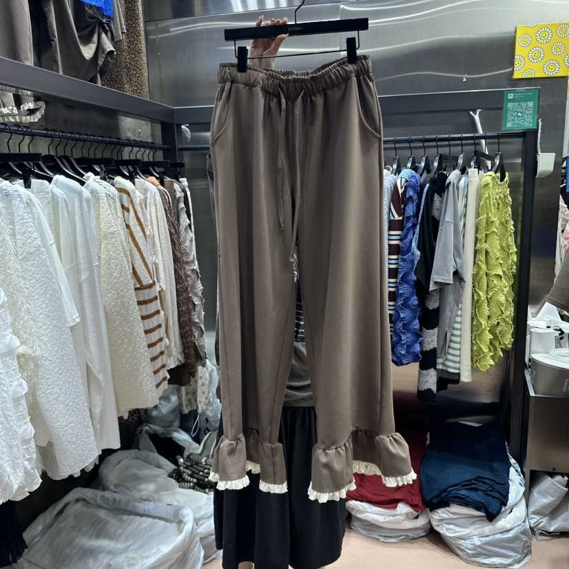 RUNWAY-런웨이韓國代購㊣女士新品休閑真品時尚休閑褲荷葉邊RUNWAY休閑褲
