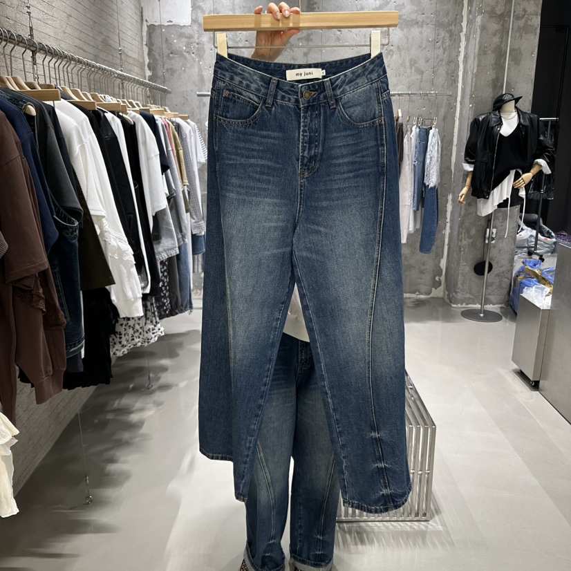 JUNI韓國代購㊣女裝新品推薦時尚職業熱賣真品休閑25秋冬牛仔褲my juni牛仔褲
