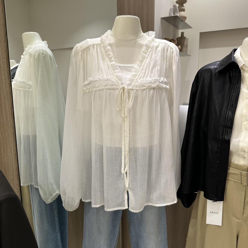 MELO東大門㊣代購女裝新品真品推薦時尚人氣襯衫蕾絲衫透明MELO襯衫/蕾絲衫