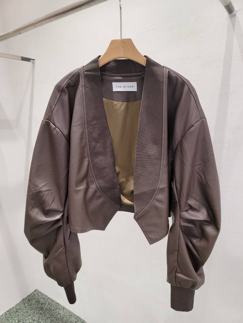THE OTHER東大門㊣直郵女士新款25秋冬熱賣真品夾克皮革褶皺THE OTHER夾克