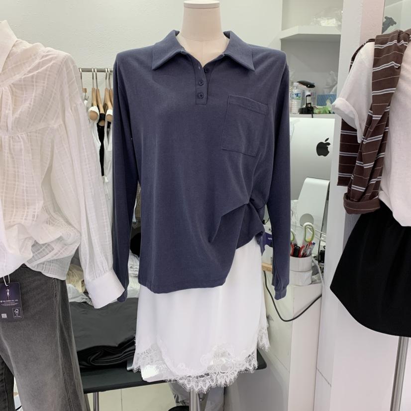 LELEN韓國直郵㊣女裝新品真品熱賣時尚推薦25秋冬長袖T恤口袋LELEN長袖T恤