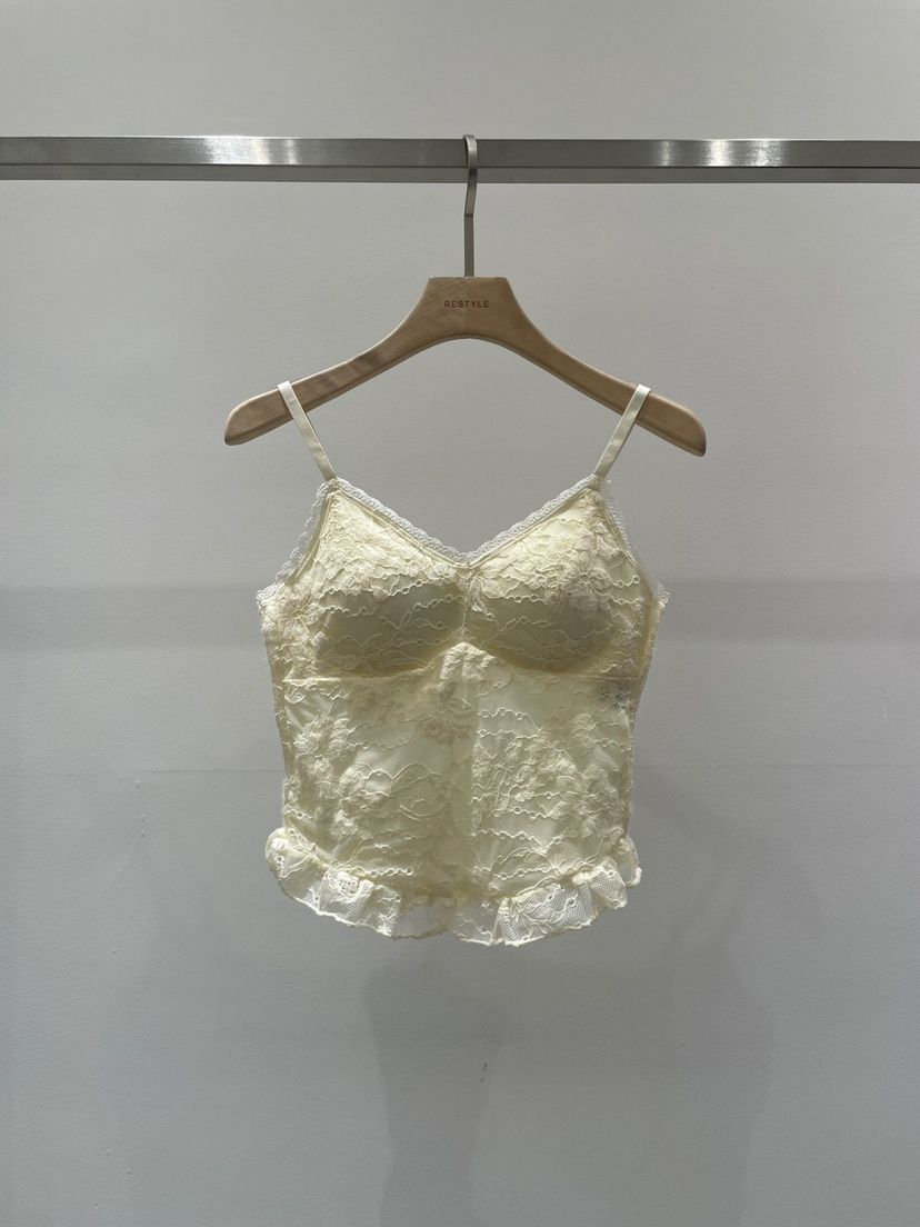 RE STYLE-Q韓國代購㊣女士新品職業休閑推薦吊帶背心荷葉邊RE STYLE吊帶/背心