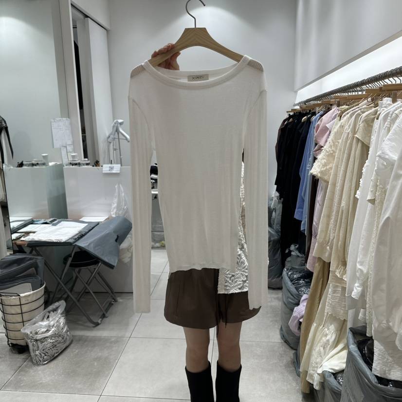 XPARTY東大門㊣直郵女士新品職業推薦休閑25秋冬長袖T恤透明XPARTY長袖T恤