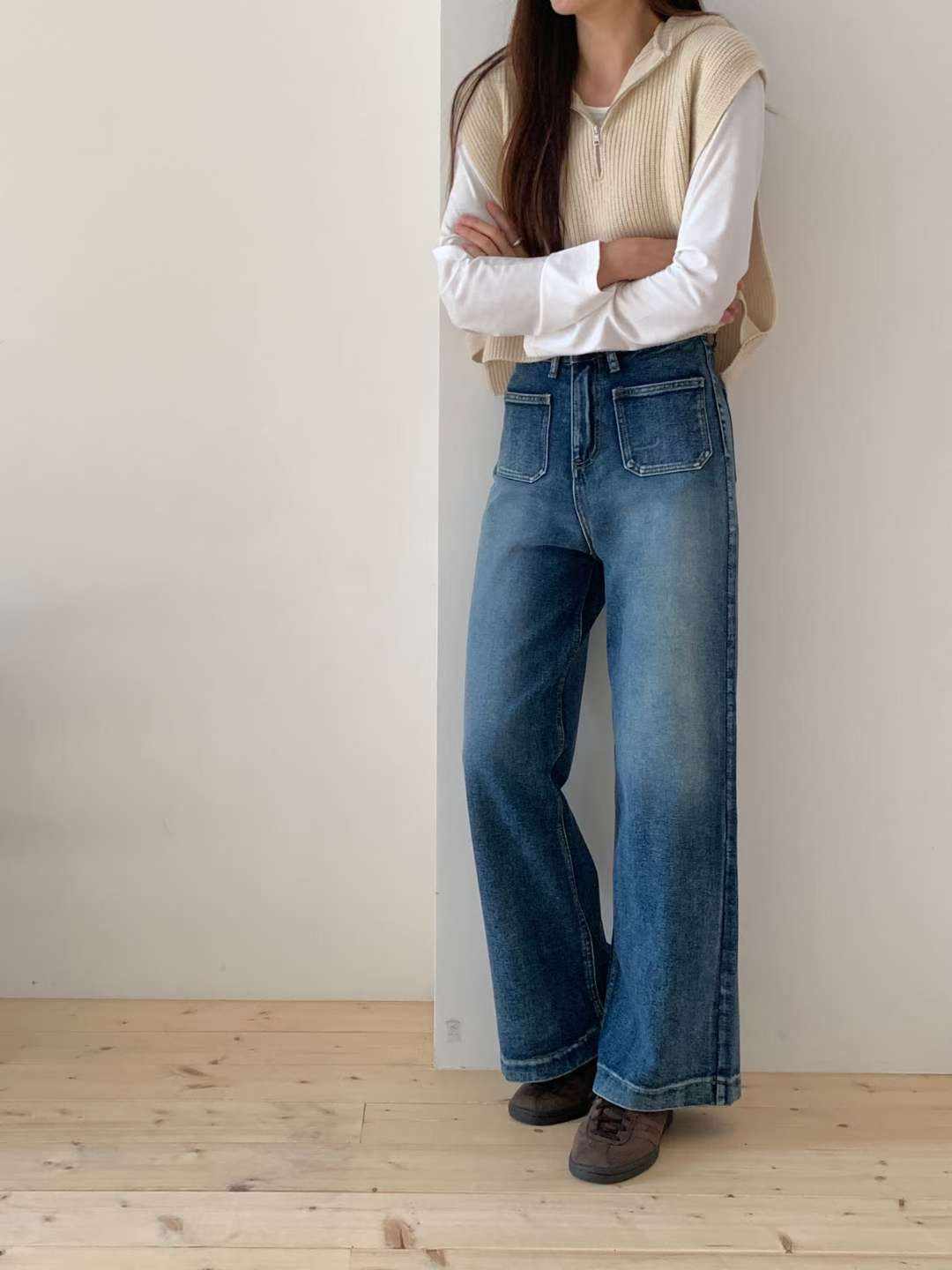 MISSJEAN韓國代購㊣女裝新品真品人氣熱賣休閑職業時尚牛仔褲MISSJEAN牛仔褲