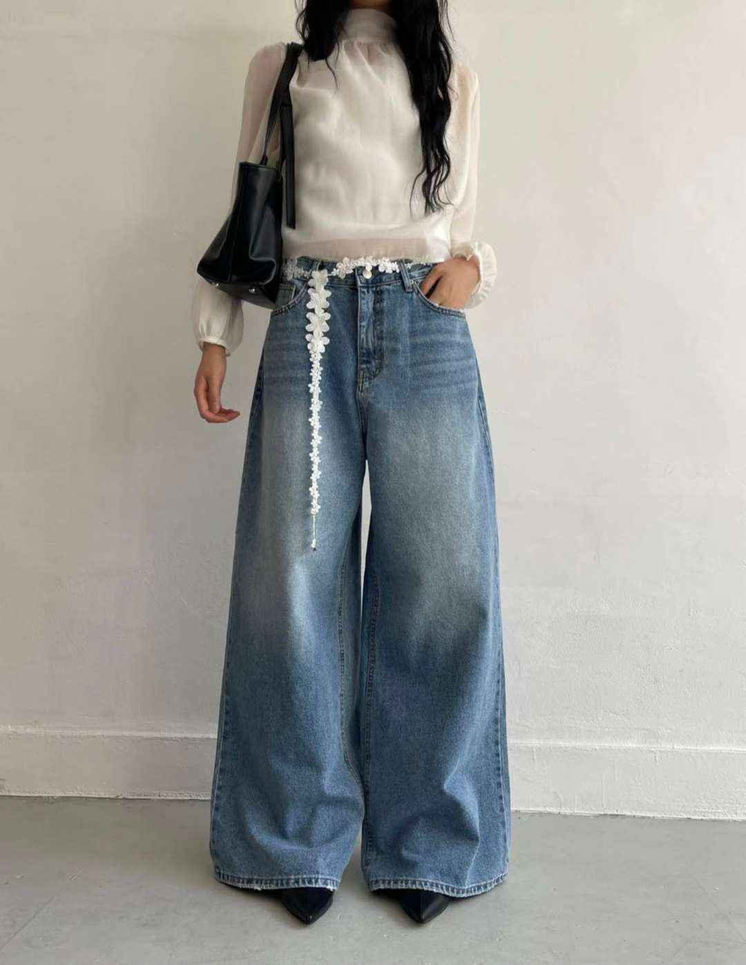 MISSJEAN東大門㊣實拍女士新款熱賣時尚休閑牛仔褲不含腰帶MISSJEAN牛仔褲