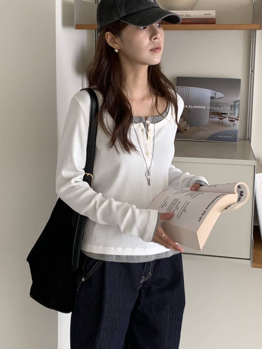 BAKING POWDER東大門㊣直郵女裝新款25秋冬職業時尚長袖T恤BAKING POWDER長袖T恤