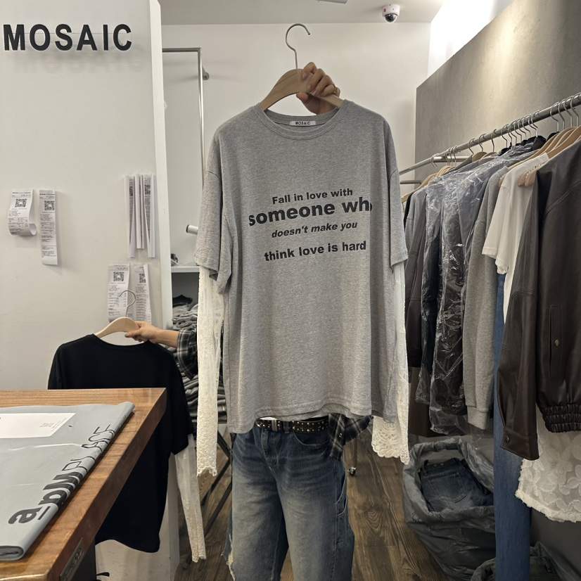 MOSAIC東大門㊣直郵女裝新品人氣真品休閑時尚長袖T恤假兩件MOSAIC長袖T恤