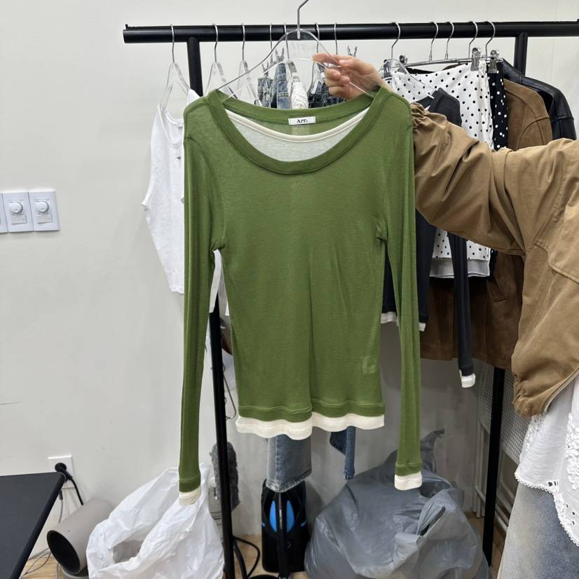 ARR韓國代購㊣女士新品職業熱賣人氣25秋冬推薦長袖T恤假兩件ARR長袖T恤