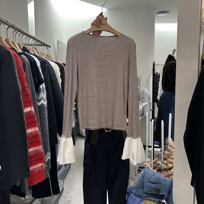 RENDER東大門㊣直郵女士新品25秋冬人氣時尚休閑長袖T恤泡泡袖RENDER長袖T恤