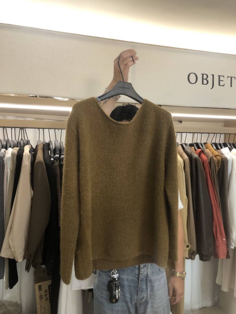 OBJET韓國直郵㊣女裝新品熱賣人氣25秋冬推薦真品休閑針織衫love us u/OBJET針織衫