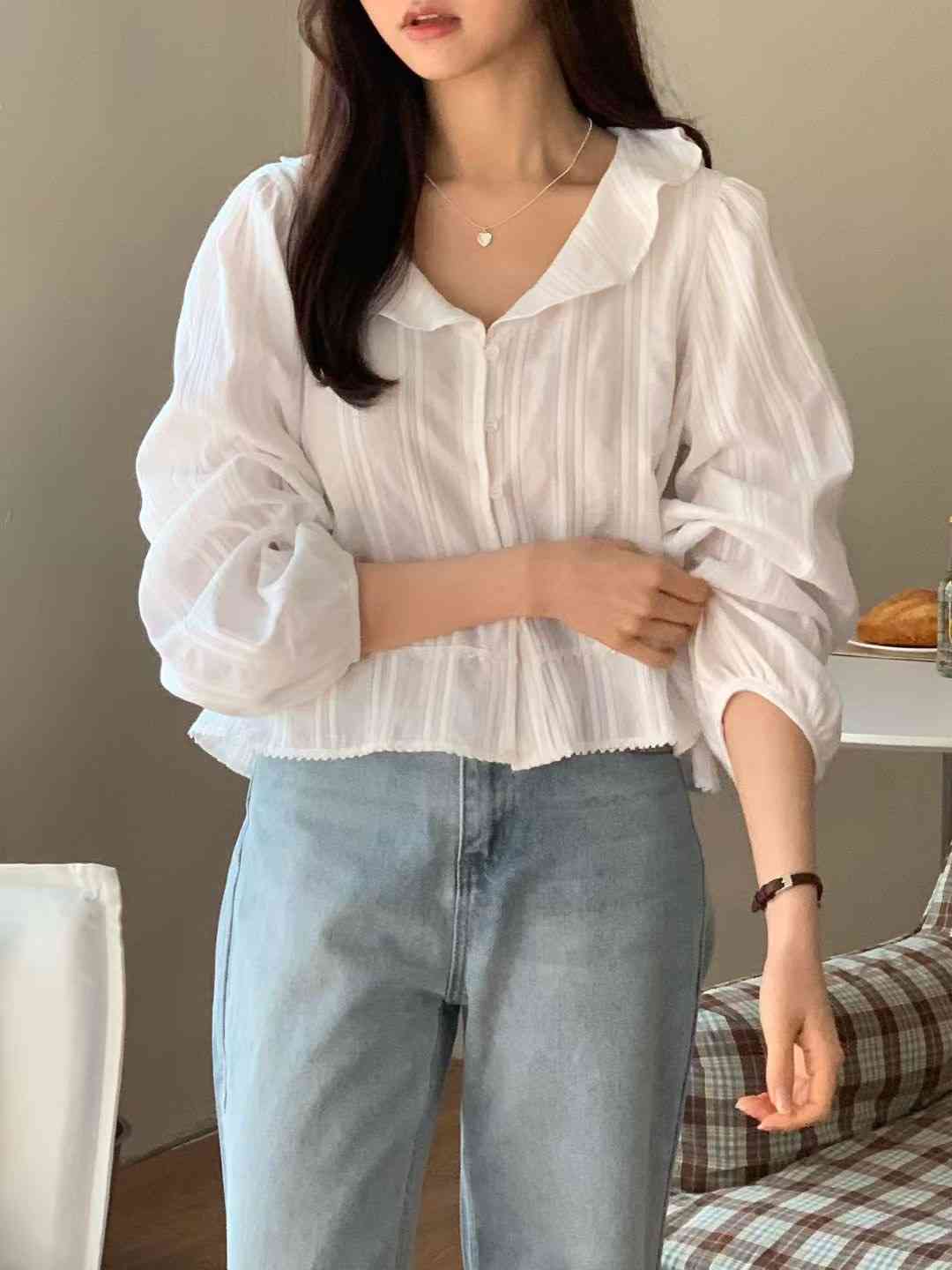 AND韓國代購㊣女裝新品真品熱賣25秋冬時尚職業人氣襯衫蕾絲衫AND襯衫/蕾絲衫