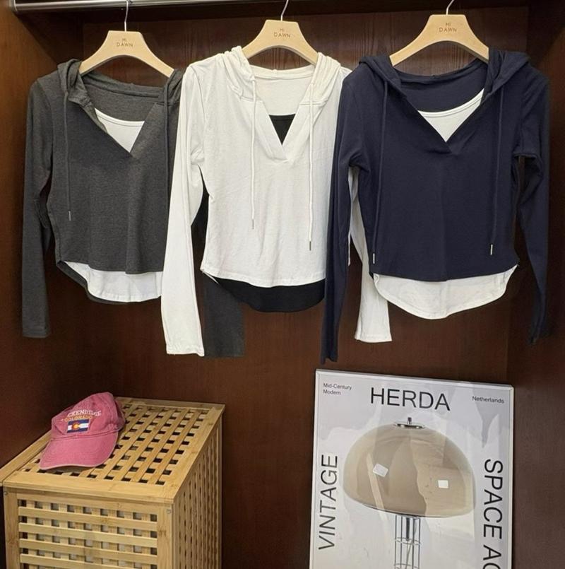ATTIC韓國直郵㊣女裝新品休閑人氣熱賣25秋冬職業長袖T恤連帽ATTIC長袖T恤