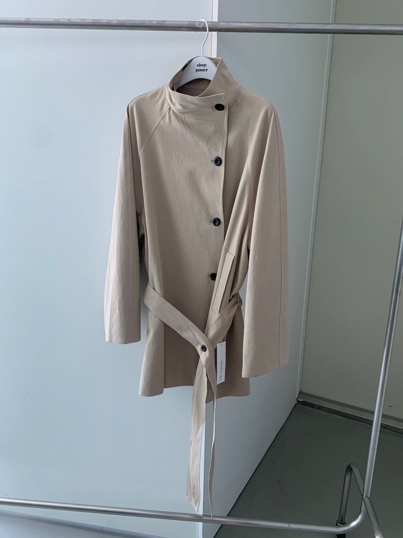 SHOP POSTER東大門㊣代購女裝新品休閑時尚夾克含腰帶高領SHOP_POSTER夾克