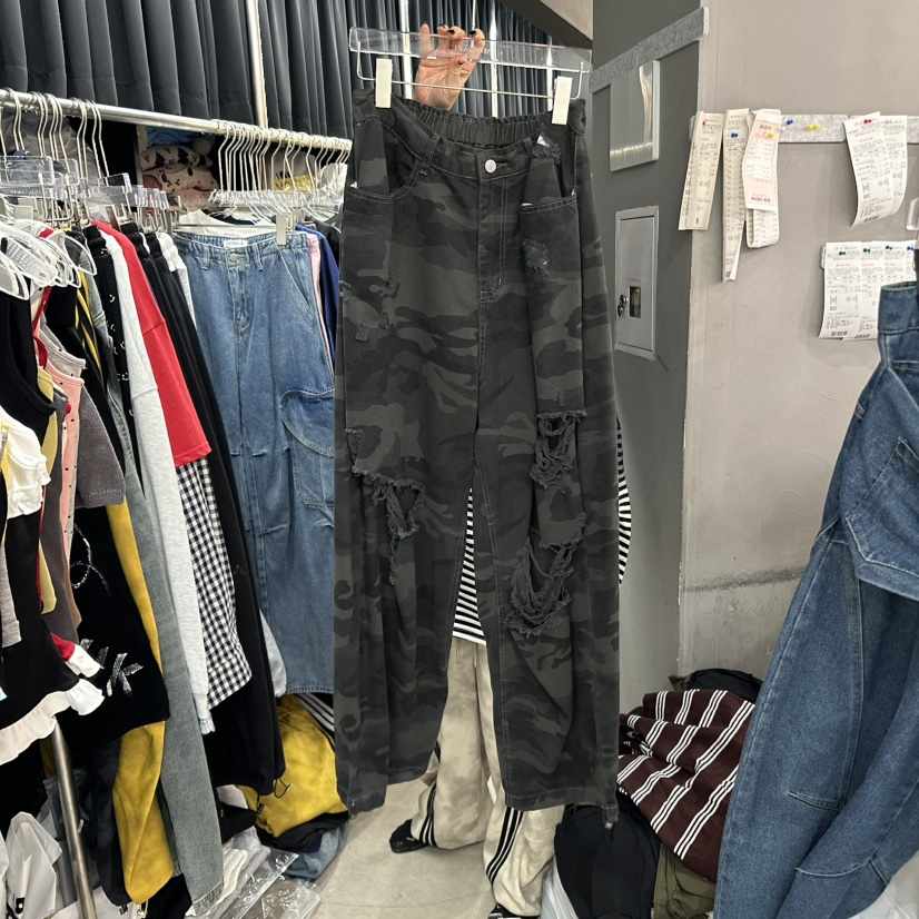 MOMAZU韓國代購㊣女裝新品人氣推薦熱賣時尚休閑褲復古迷彩MOMAZU休閑褲