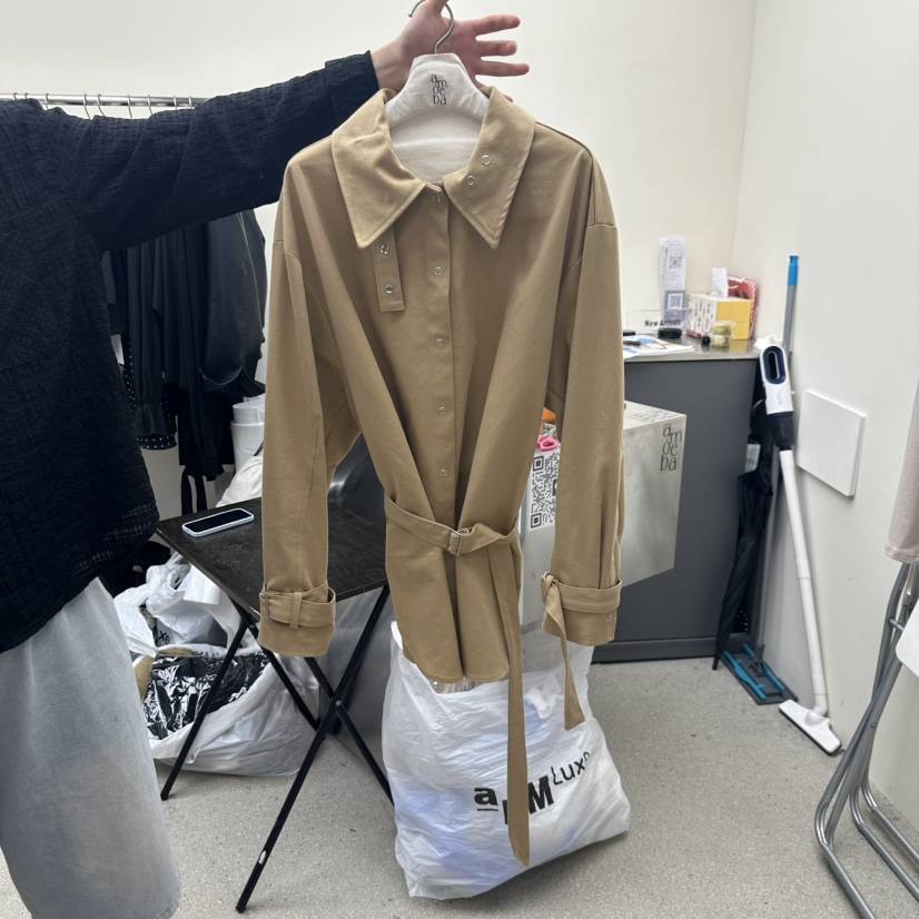 AMOEBA韓國代購㊣女裝新款時尚休閑人氣職業真品夾克含腰帶AMOEBA夾克