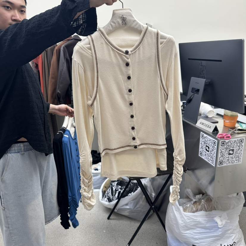 AMOEBA東大門㊣直郵女裝新品職業25秋冬休閑真品熱賣套裝紐扣AMOEBA套裝