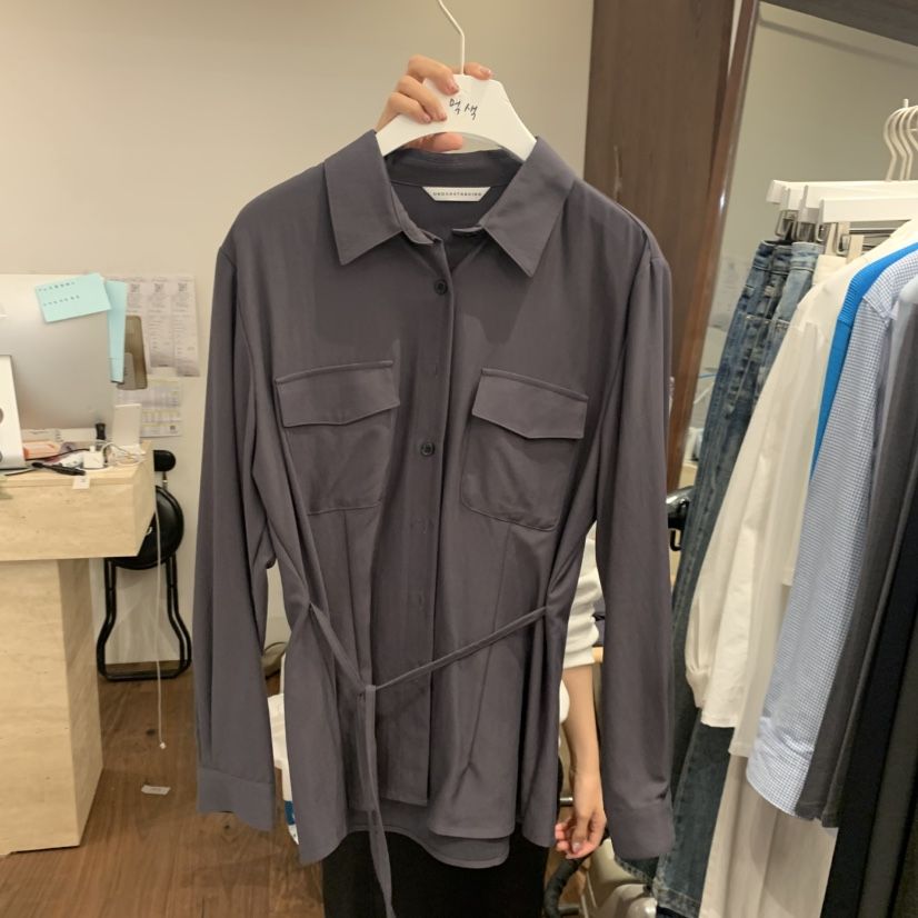 UNDERSTANDING韓國直郵㊣女士新款時尚休閑推薦襯衫蕾絲衫口袋UNDERSTANDING襯衫/蕾絲衫