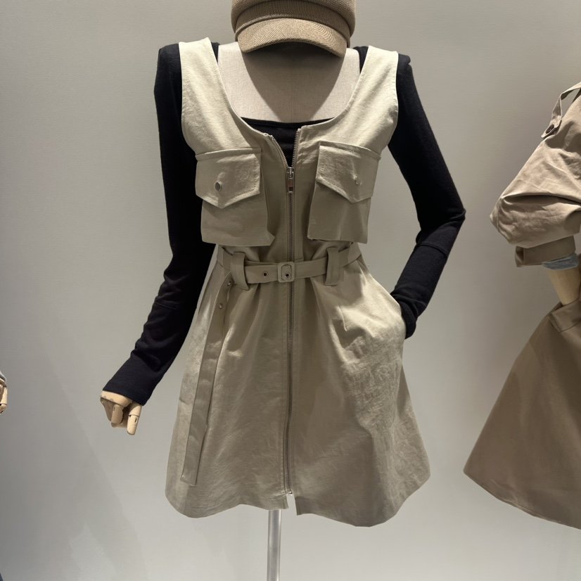BEENS韓國代購㊣女士新品真品時尚25秋冬連衣裙不含內搭含腰帶BEENS連衣裙