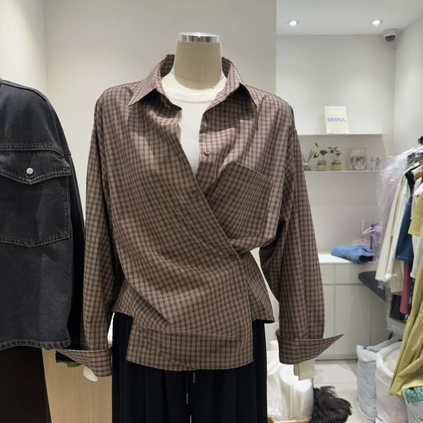 EN.U韓國直郵㊣女士新款推薦25秋冬真品熱賣襯衫蕾絲衫格紋EN.U襯衫/蕾絲衫