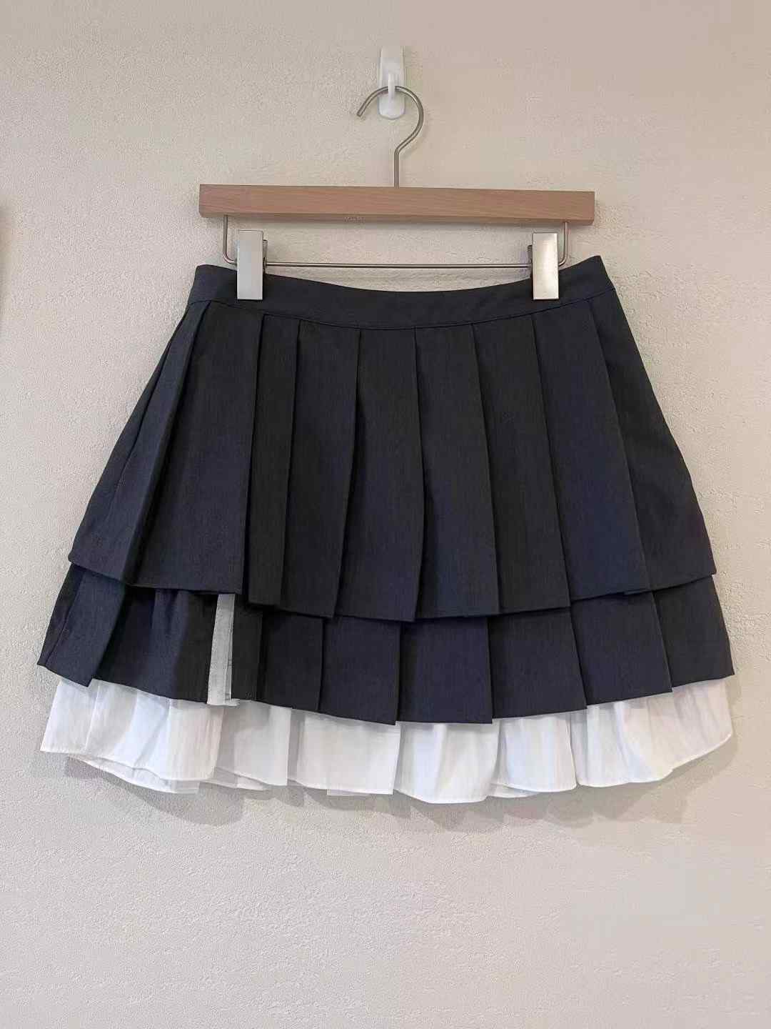 RAWROW東大門㊣實拍女士新品時尚熱賣職業人氣短裙百褶雙層RAWROW短裙