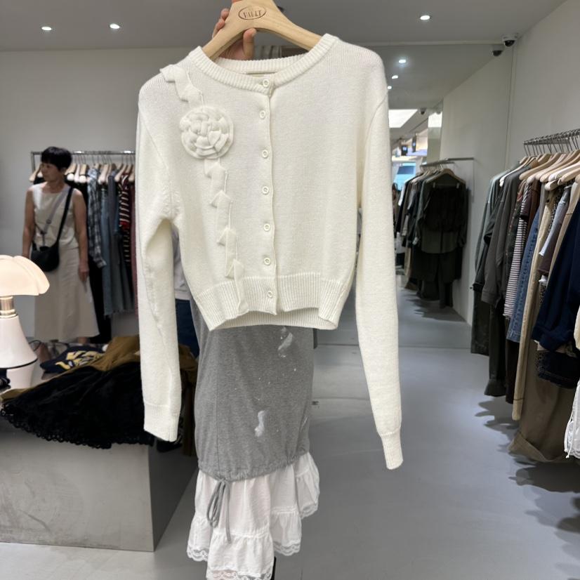 VAULT韓國代購㊣女裝新品推薦職業25秋冬針織衫刺繡花朵開衫VAULT針織衫