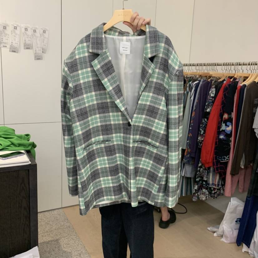 DOHWAJI東大門㊣實拍女裝新品25秋冬時尚夾克意大利面料格紋DOHWAJI夾克