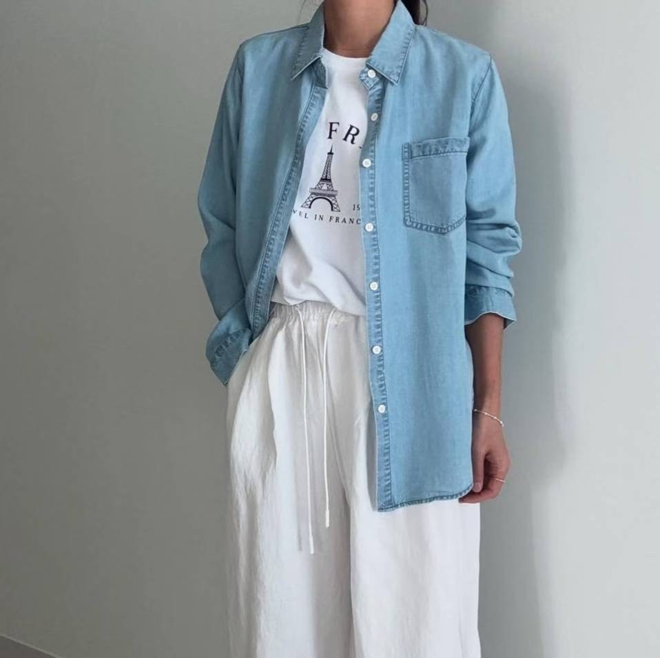 RIPPLE東大門㊣實拍女士新品休閑真品推薦25秋冬襯衫蕾絲衫天絲RIPPLE襯衫/蕾絲衫