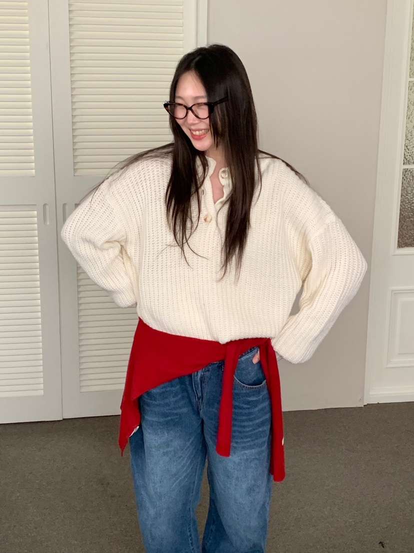 LIKEVAM韓國直郵㊣女裝新品推薦25秋冬職業休閑熱賣針織衫紐扣LIKEVAM針織衫