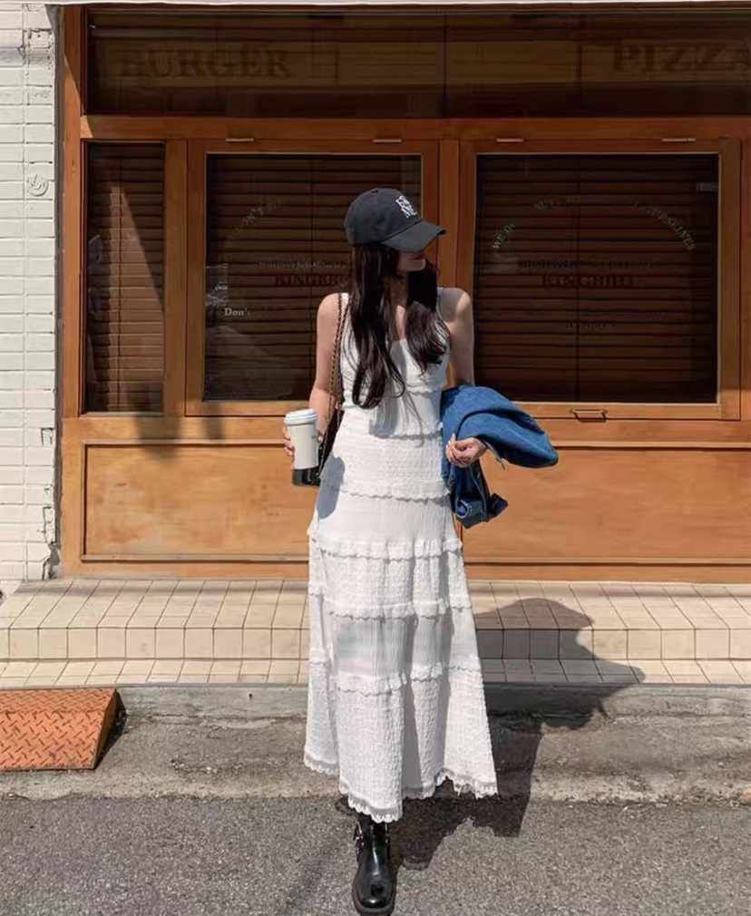 DOUZEMOIS韓國代購㊣女士新款職業25秋冬休閑連衣裙荷葉邊長款DOUZEMOIS連衣裙