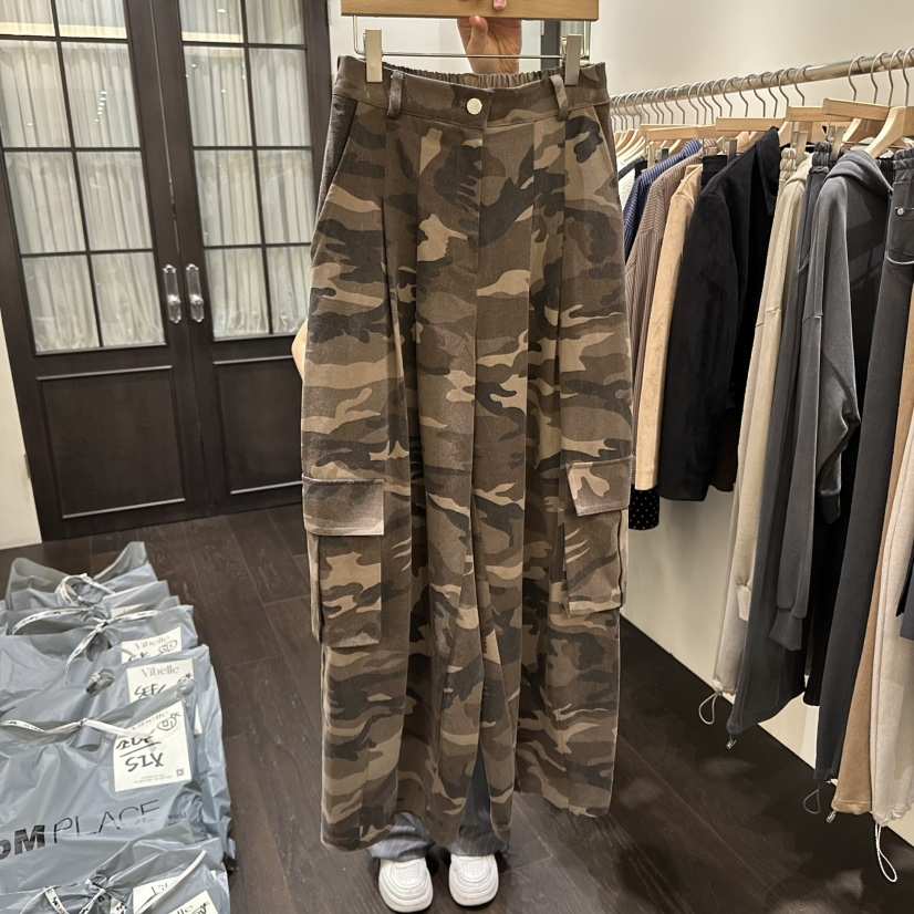 VIBELLE東大門㊣直郵女裝新品25秋冬人氣休閑推薦休閑褲迷彩VIBELLE休閑褲