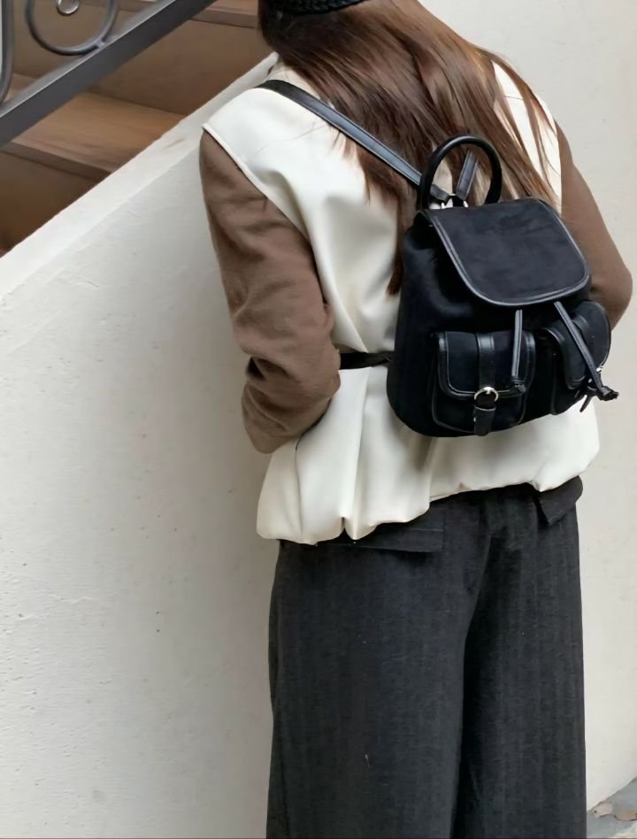 TROUVAILLE東大門㊣代購女士新品真品推薦職業雙肩背包絨面革TROUVAILLE雙肩背包