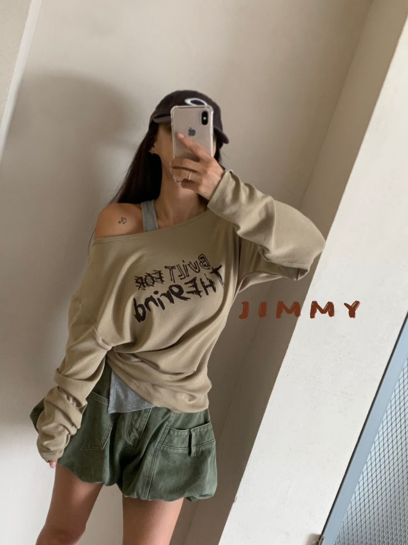 JIMMY韓國直郵㊣女士新品真品熱賣推薦時尚休閑人氣長袖T恤JIMMY/REMAKE長袖T恤