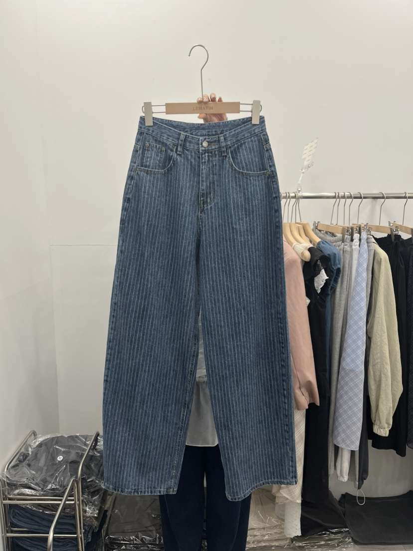 LEMATIN韓國代購㊣女裝新品休閑職業熱賣25秋冬推薦牛仔褲條紋LEMATIN牛仔褲
