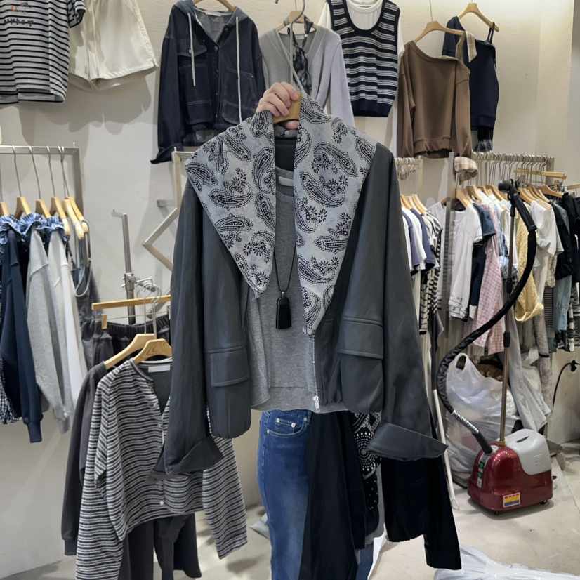 HIPTIQUE東大門㊣實拍女裝新品職業推薦休閑夾克含圍巾套裝HIPTIQUE夾克