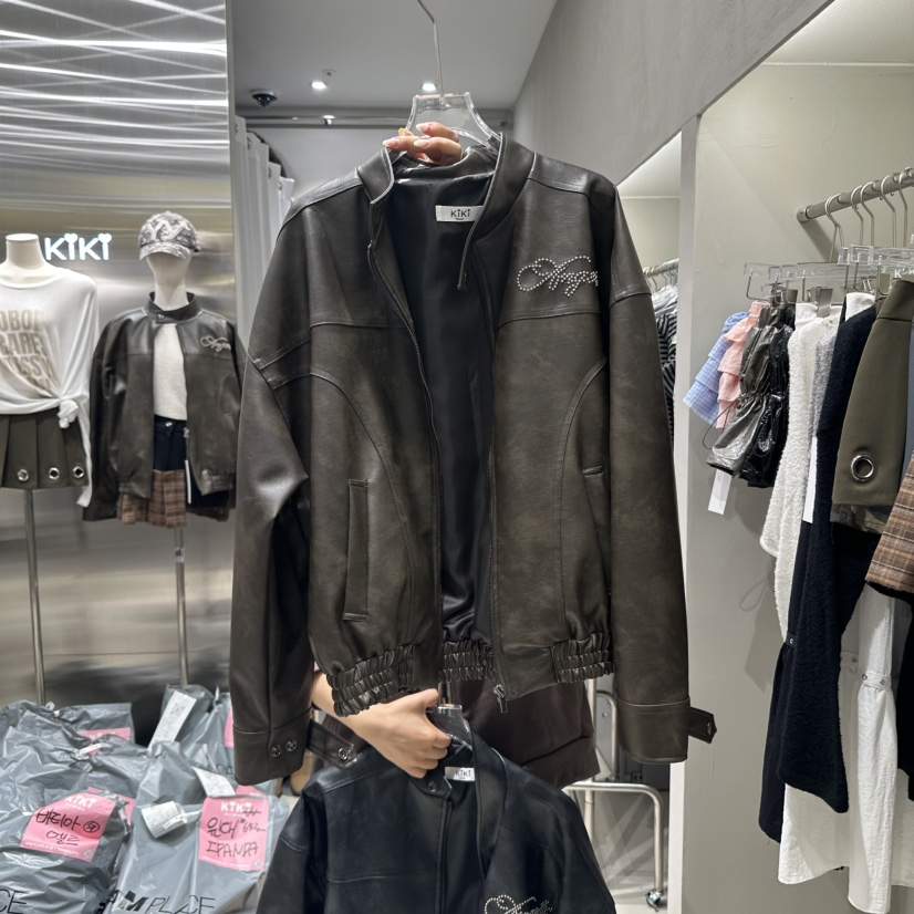 KIKI韓國直郵㊣女士新品25秋冬職業熱賣休閑推薦時尚夾克皮革KIKI夾克