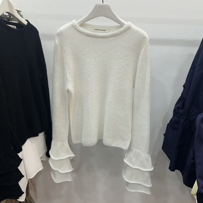 AIME HOPE MAKE東大門㊣實拍女裝新品熱賣針織衫褶邊針織AIME HOPE MAKE針織衫