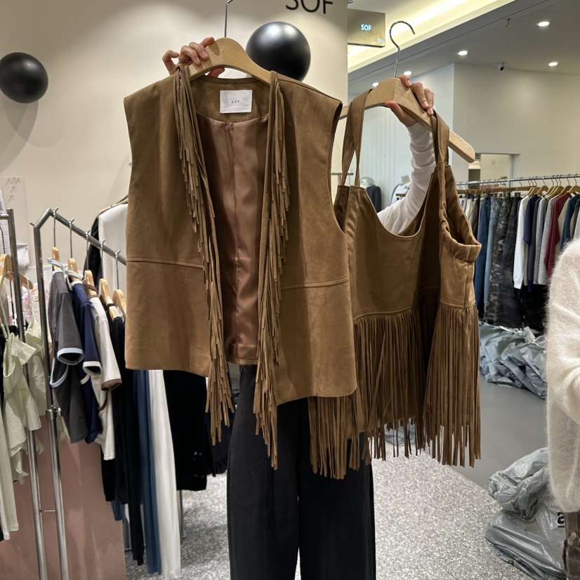 SOF東大門㊣代購女士新品職業熱賣休閑推薦套裝兩件套流蘇套裝SOF套裝