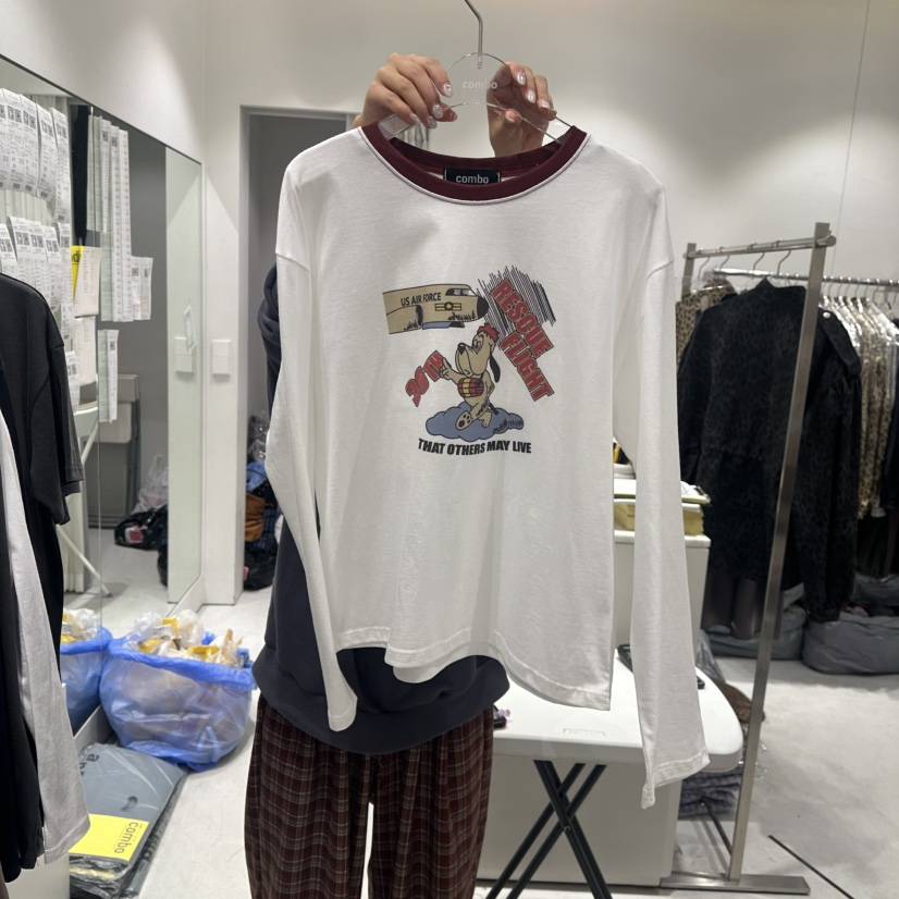 COMBO韓國代購㊣女士新品推薦25秋冬熱賣休閑時尚人氣長袖T恤COM_BO長袖T恤